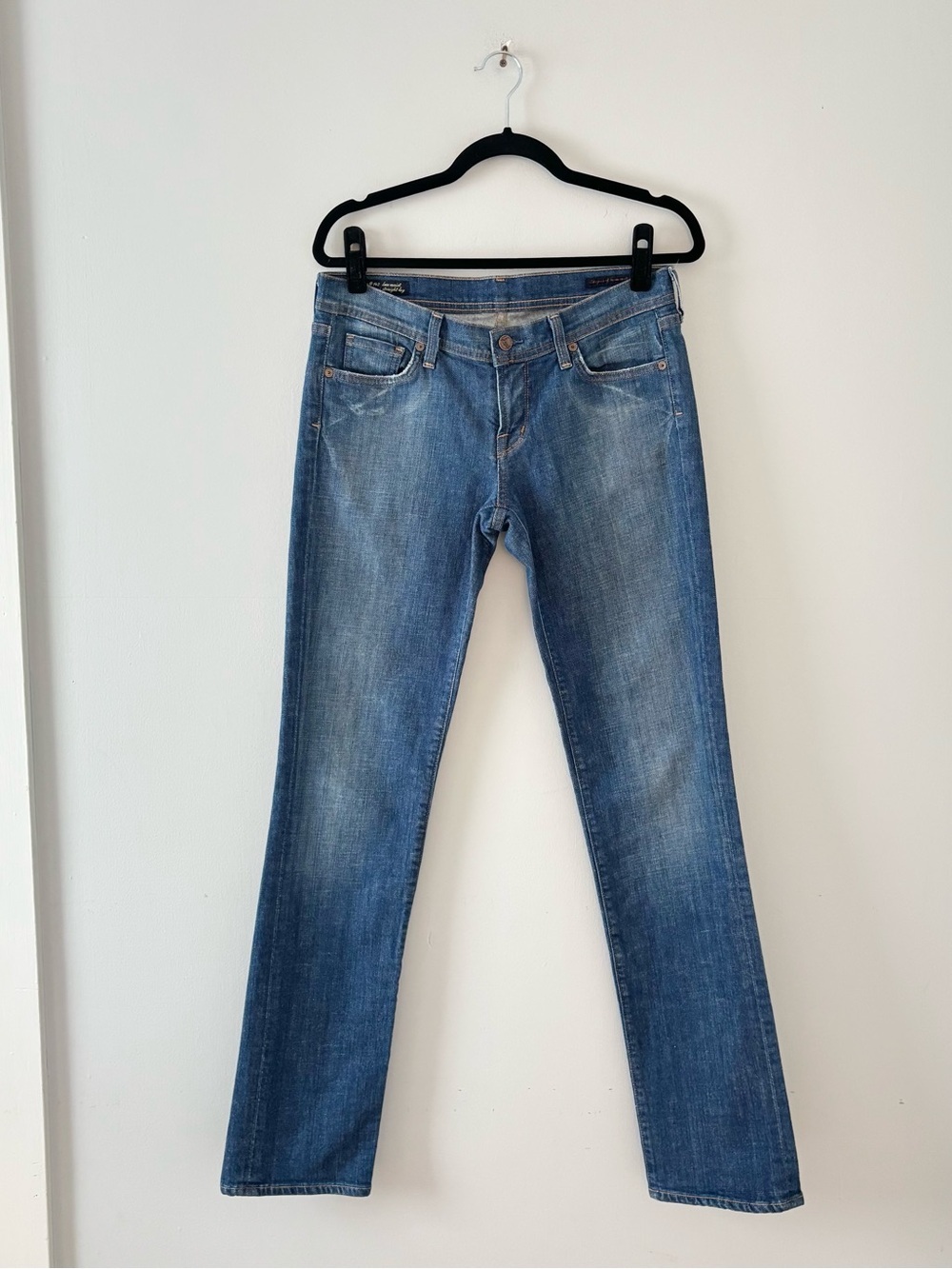 Citizens of Humanity Low Waist Stretch Straight Leg Ava #142 Denim Blue Wash